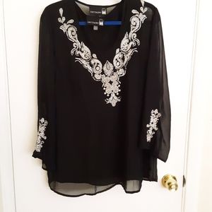 NWT Black Top with Silver Beaded Overlay - 2pc